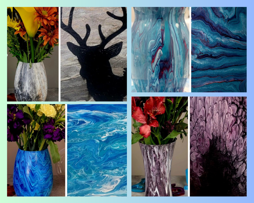 Fluid Art Vase and Canvas Class