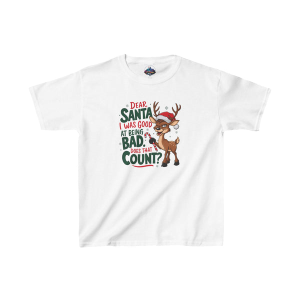 Kids Tee Dear Santa I Was Good at Being Bad Christmas Funny T-Shirt